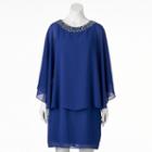 Women's Jessica Howard Embellished Capelet Sheath Dress, Size: 10, Brt Blue