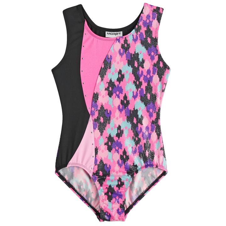 Girls 4-14 Jacques Moret Blotchy Spots Gymnastics Leotard, Size: Medium, Brown Over