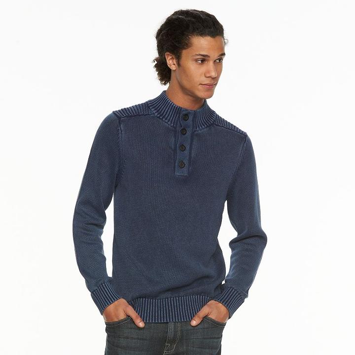 Men's Rock & Republic Mockneck Sweater, Size: Medium, Dark Blue
