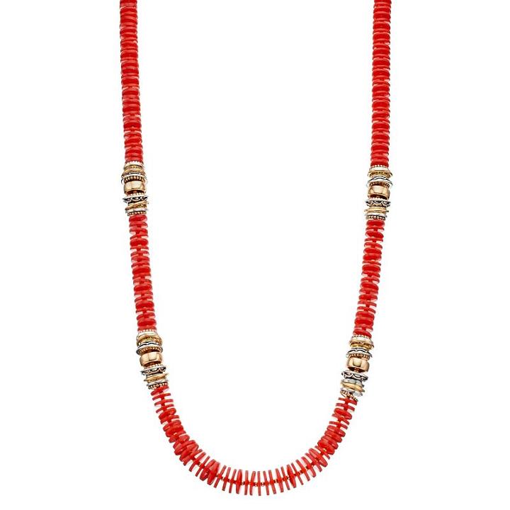 Dana Buchman Two Tone Beaded Disc Long Necklace, Women's, Red