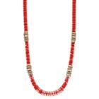 Dana Buchman Two Tone Beaded Disc Long Necklace, Women's, Red