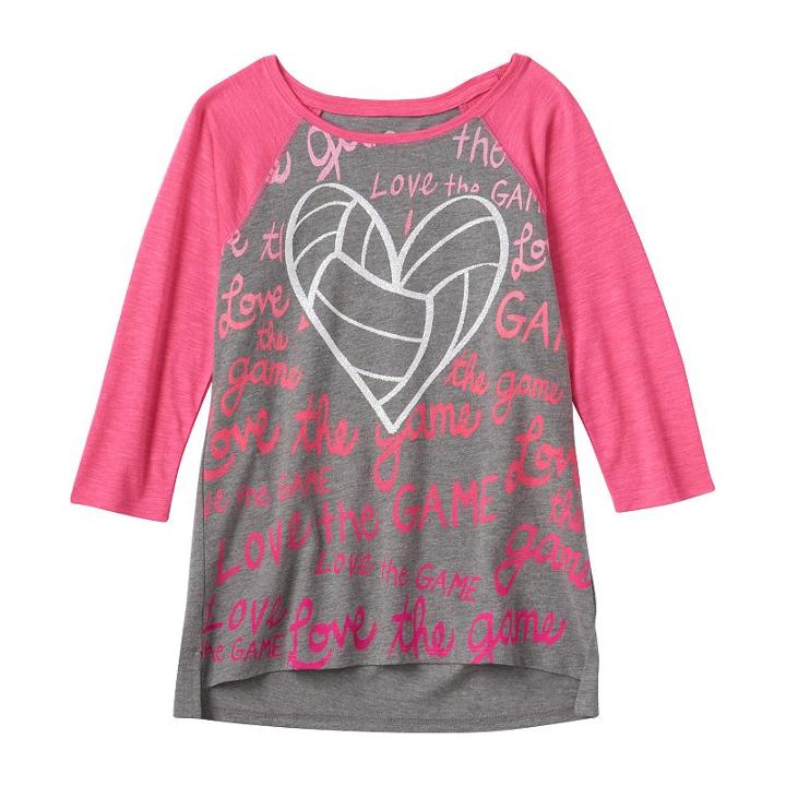 Girls Plus Size So&reg; Raglan Baseball Graphic Tee, Girl's, Size: 12 1/2, Light Grey