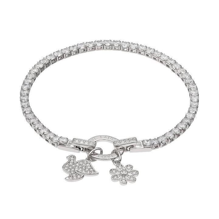 Dovetail Silver Plated Live Laugh Love Cubic Zirconia Tennis Bracelet, Women's, Size: 7.5, White
