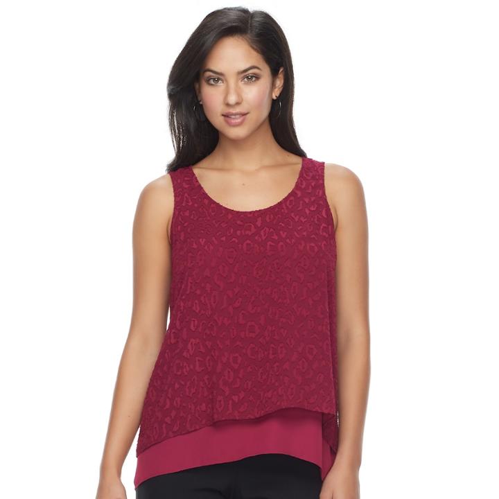 Women's Apt. 9&reg; Layered Chiffon Tank, Size: Xs, Red