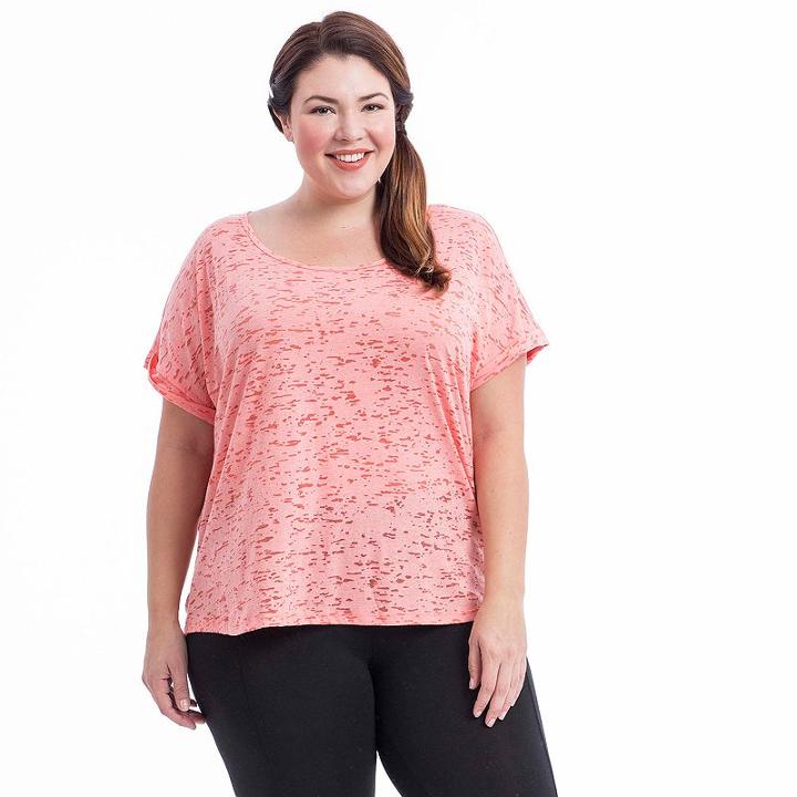Plus Size Balance Collection Kimmy Keyhole Yoga Tee, Women's, Size: 3xl, Med Orange