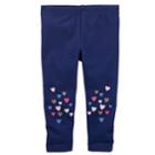 Girls 4-8 Carter's Glitter Hearts Knee Leggings, Size: 4-5, Blue
