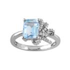 Laura Ashley Sterling Silver Sky Blue Topaz & 1/10 Carat T.w. Diamond Bow Ring, Women's, Size: 7