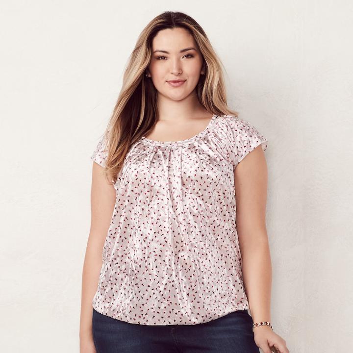 Plus Size Lc Lauren Conrad Velvet Pleated Top, Women's, Size: 2xl, Purple