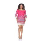 Plus Size White Mark Print Off-the-shoulder Dress, Women's, Size: 1xl, Brt Pink