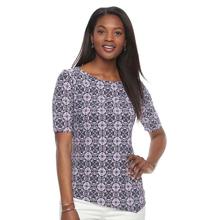 Women's Croft & Barrow&reg; Jacquard Asymmetrical Tee, Size: Xl, Brt Purple