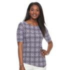 Women's Croft & Barrow&reg; Jacquard Asymmetrical Tee, Size: Xl, Brt Purple