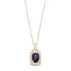 10k Gold Sapphire & 1/5 Carat T.w. Diamond Rectangle Halo Pendant, Women's, Size: 18, Blue
