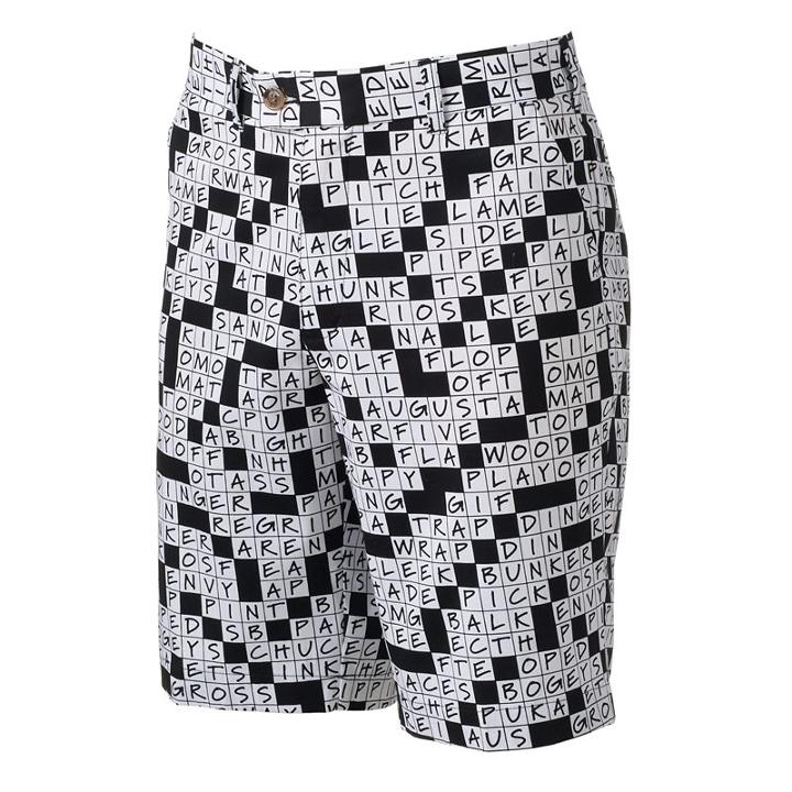 Men's Loudmouth Golfword Puzzle Golf Shorts, Size: 32, Black