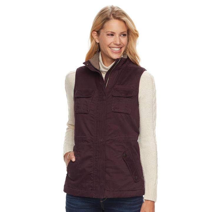 Petite Petite's Sonoma Goods For Life™ Sherpa Utility Vest, Women's, Size: Xl Petite, Purple