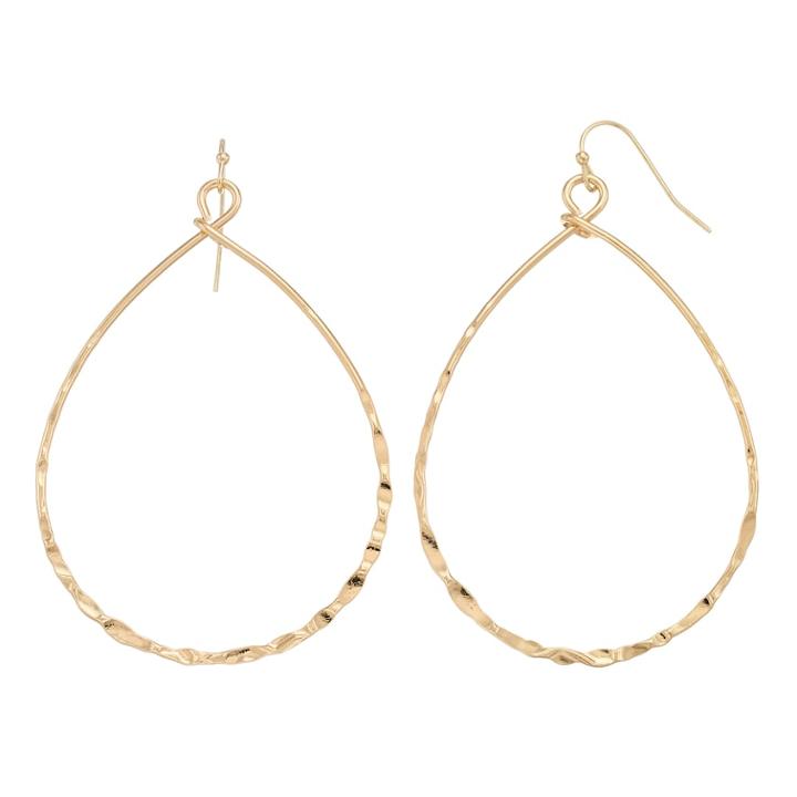 Lc Lauren Conrad Hammered Nickel Free Teardrop Earrings, Women's, Gold