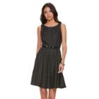 Women's' Elle&trade; Circle Jacquard Fit & Flare Dress, Size: Large, Black