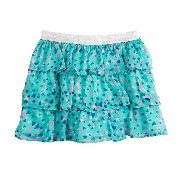 Girls 4-10 Sonoma Good For Life&reg; Tiered Chiffon Skort, Size: 6, Med Blue