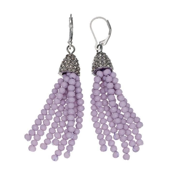 Simply Vera Vera Wang Nickel Free Purple Beaded Tassel Drop Earrings, Women's
