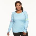 Plus Size Fila Sport&reg; Multi Fierce Semi-fitted Scoopneck Tee, Women's, Size: 2xl, Light Blue