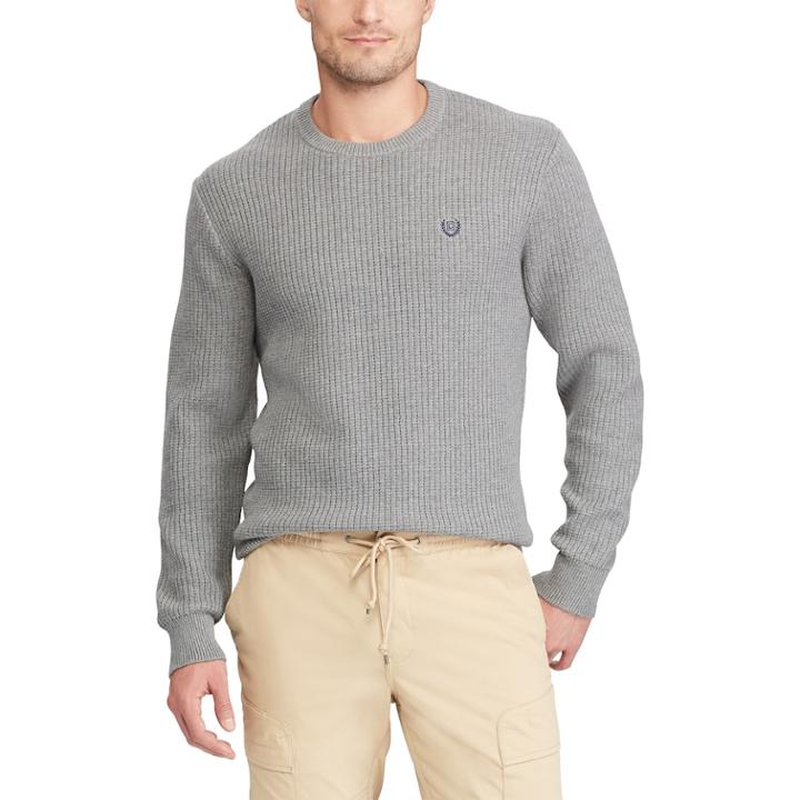 Men's Chaps Classic-fit Thermal Crewneck Sweater, Size: Xl, Grey