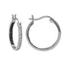 Sterling Silver 1/10-ct. T.w. Black And White Diamond Hoop Earrings, Women's