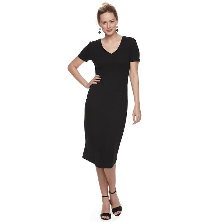 Women's Apt. 9&reg; Midi T-shirt Dress, Size: Xs, Black