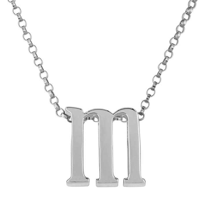 Sweet Sentiments Sterling Silver Initial Charm Pendant Necklace, Size: 18, Grey