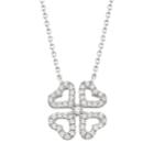 10k White Gold 1/10 Carat T.w. Diamond Four Leaf Clover Necklace, Women's, Size: 18