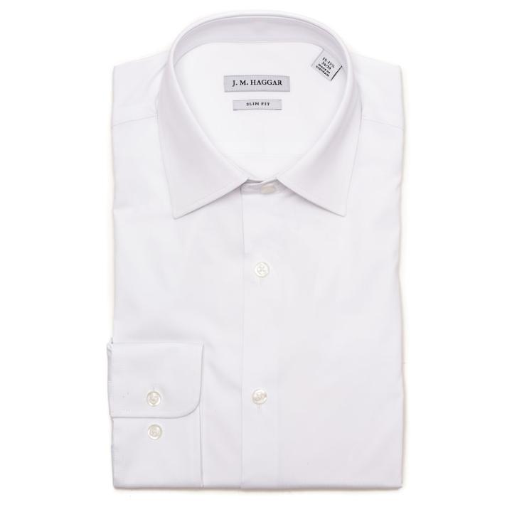 Men's Haggar Premium Performance Slim-fit Stretch Dress Shirt, Size: 14.5-32/33, White