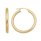 Everlasting Gold 14k Gold Textured Hoop Earrings, Women's, Yellow