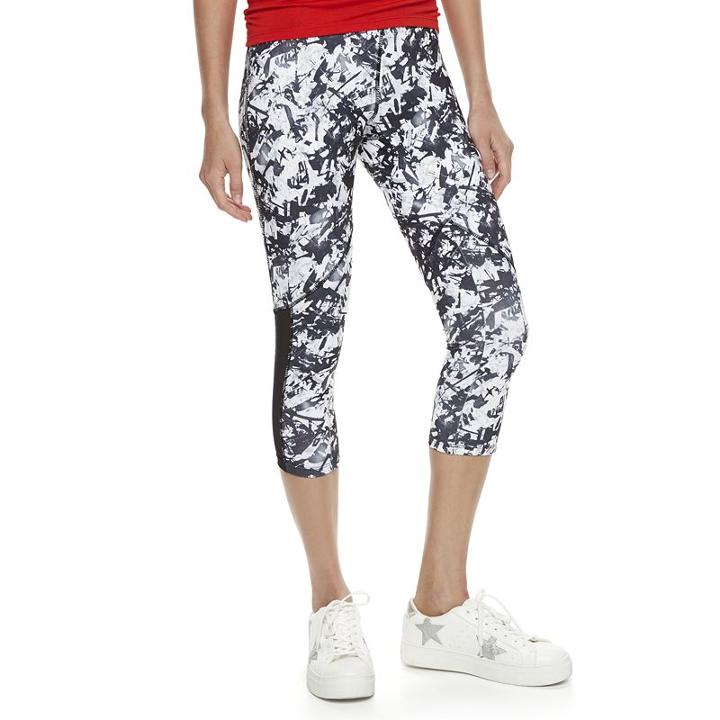 Madden Nyc Juniors' Abstract Mesh Insert Capris, Girl's, Size: Small, Brown Over