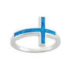 Lab-created Blue Opal Sterling Silver Sideways Cross Ring, Women's, Size: 8