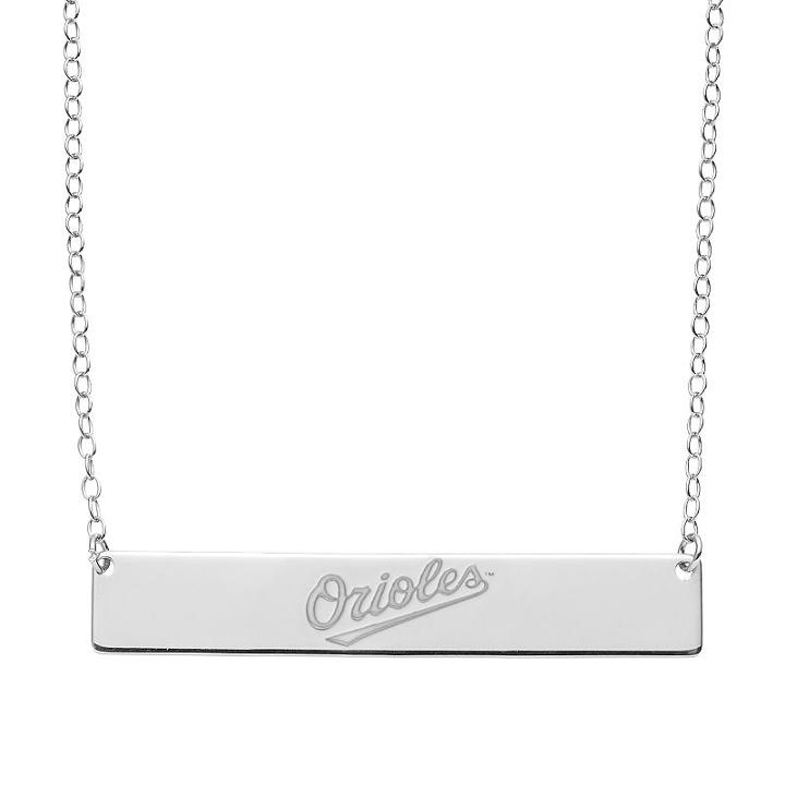 Baltimore Orioles Sterling Silver Bar Necklace, Women's, Size: 16, Grey