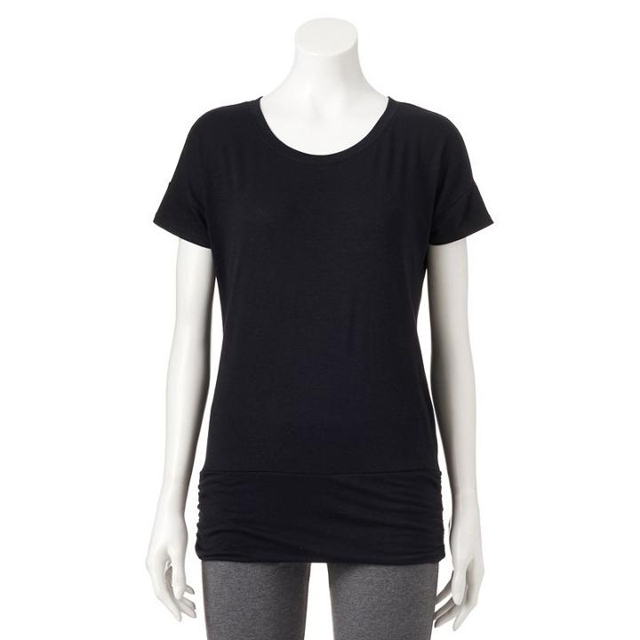Petite Tek Gear&reg; Space-dye Ruched Crewneck Tee, Women's, Size: Xl Petite, Black