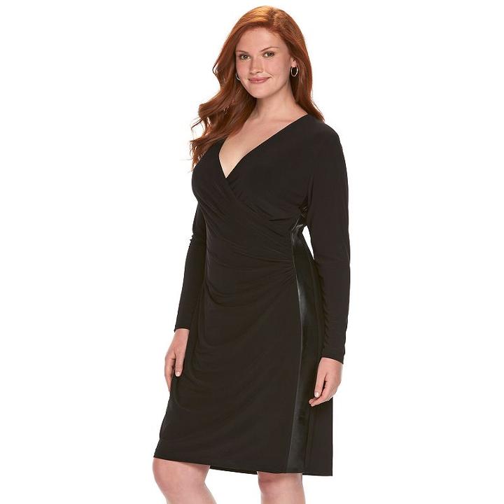 Plus Size Chaps Ruched Sheath Dress, Women's, Size: 18 W, Black
