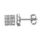Duchess Of Dazzle Crystal Silver Tone Square Stud Earrings, Women's, White