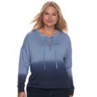 Juniors' Plus Size Mudd&reg; Lace-up Sweatshirt, Teens, Size: 2xl, Blue (navy)