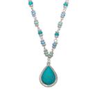 Chaps Silver Tone Simulated Turquoise Teardrop Pendant, Women's, Grey Other
