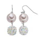 Pink Simulated Pearl & Fireball Nickel Free Drop Earrings, Women's