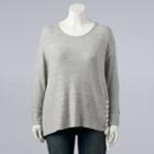 Plus Size Simply Vera Vera Wang Lace-up Cozy Top, Women's, Size: 1xl, Med Grey