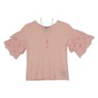 Girls 7-16 Iz Amy Byer Crochet Ruffled Sleeve Tee With Necklace, Size: Large, Light Pink