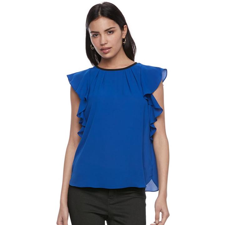 Women's Elle&trade; Print Flutter Top, Size: Xxl, Blue