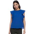 Women's Elle&trade; Print Flutter Top, Size: Xxl, Blue
