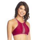 Mix And Match Razor-cut High-neck Bikini Top, Teens, Size: Medium, Drk Purple