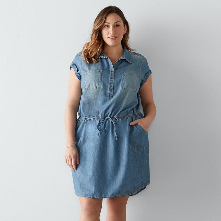 Plus Size Sonoma Goods For Life&trade; Chambray Shirtdress, Women's, Size: 2xl, Med Blue