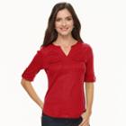 Women's Croft & Barrow&reg; Pocket Roll-tab Tee, Size: Large, Med Red