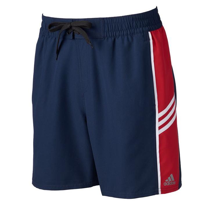 Men's Adidas Colorblock Microfiber Volley Swim Trunks, Size: Xxl, Red Overfl