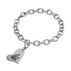 Fiora Stainless Steel Kansas State Wildcats Heart Charm Bracelet, Women's, Size: 8, Grey