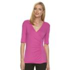 Women's Dana Buchman Printed Surplice Top, Size: Xs, Pink