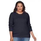 Plus Size Croft & Barrow&reg; Cable-knit Crew Sweater, Women's, Size: 2xl, Blue